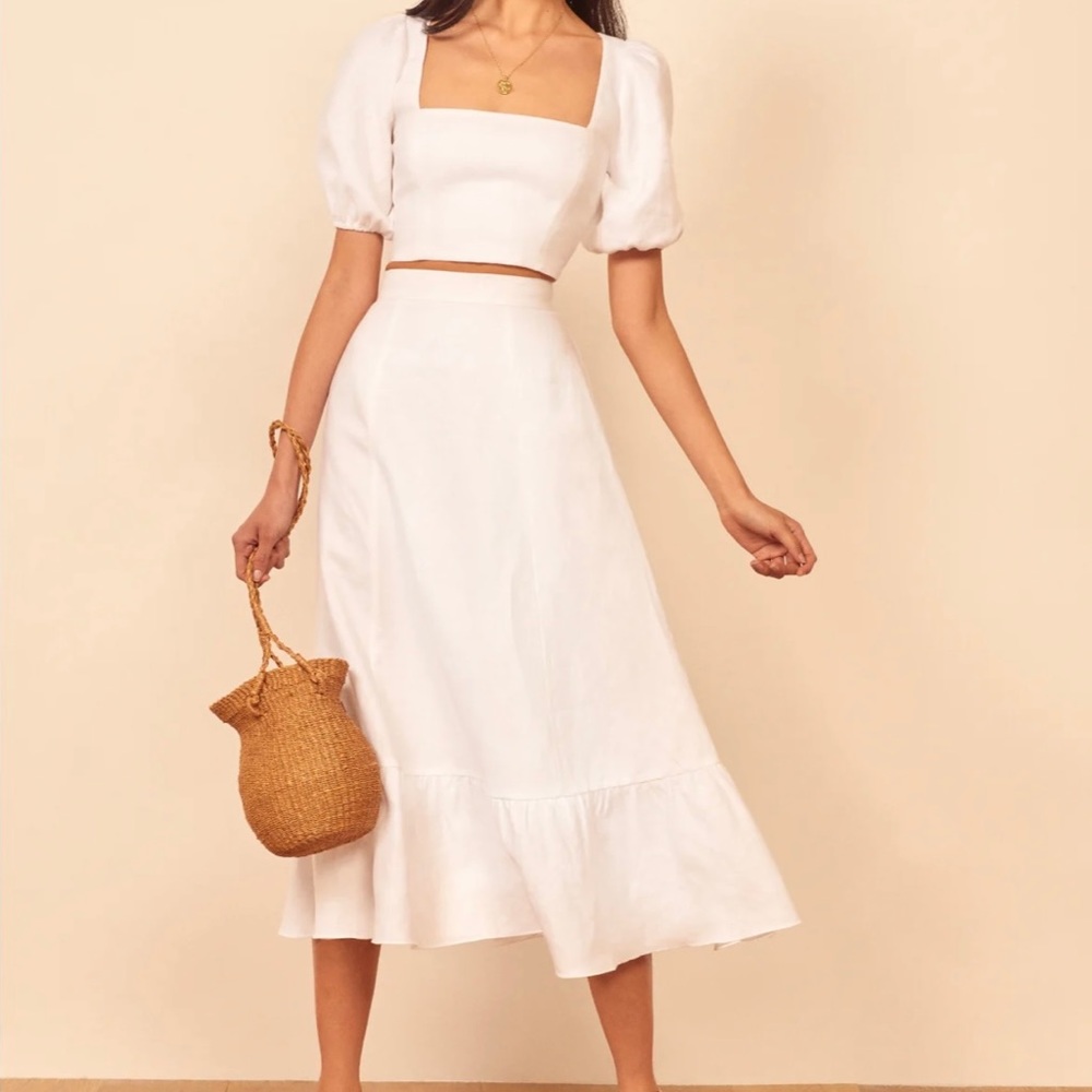 Reformation Yucca Linen Two Piece in White NWT
